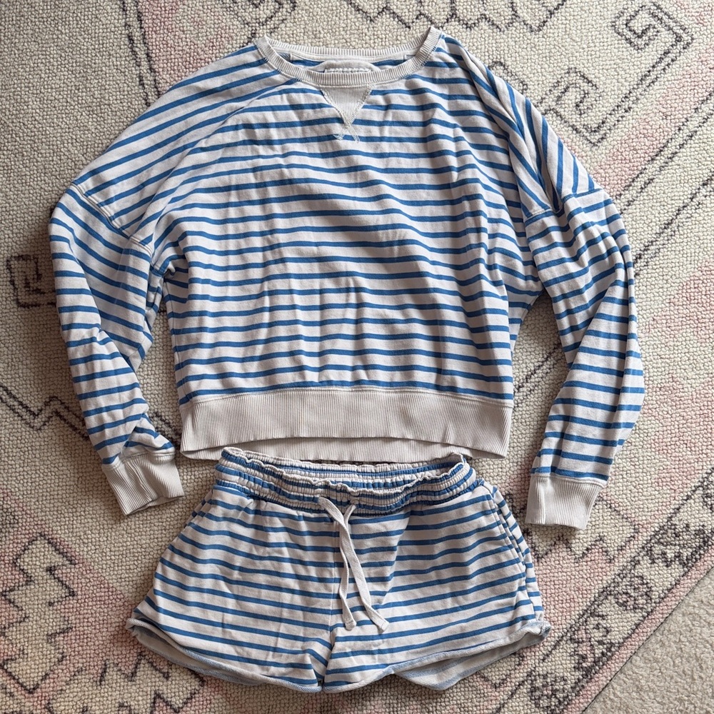 American Eagle Outfitters Blue and White Striped Lounge Set